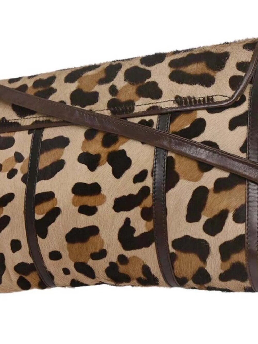 Celine Brown Pony Hair Leopard Print Shoulder Bag M05 166831 - Picture 2 of 15